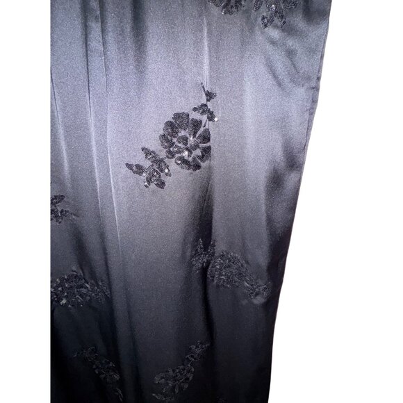 Ann Taylor Black Sequin Satin‎ Floral Pants Plus Size XXL Classic Luxury Glamour - Picture 4 of 8